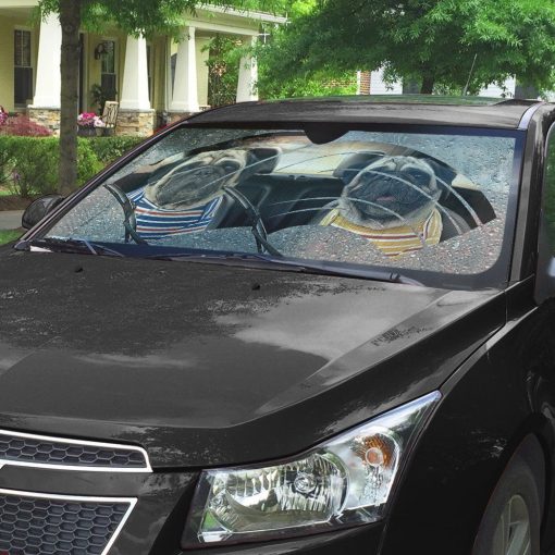 Gearhuman 3D Pugs Two Custom Car Auto Sunshade GV31084 Auto Sunshade