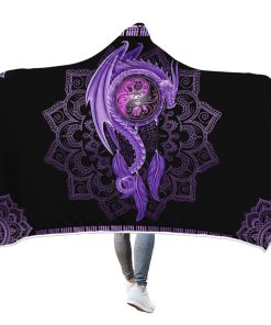 Gearhuman 3D Purple Mandala Dragon Custom Hooded Blanket GW09126 Hooded Blanket M(51''x59'') 