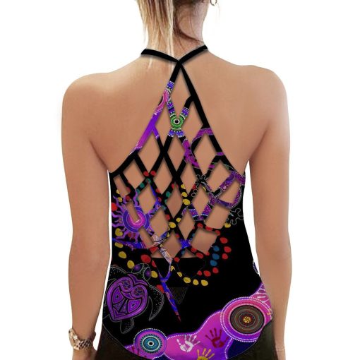 Gearhuman 3D Purple Turtle Lizard Cross Tank Top ZK2806218 Cross Tank Top