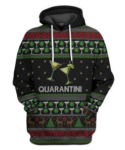 Gearhuman 3D Quarantini Ugly Christmas Sweater Custom Tshirt Hoodie Apparel GV261018 3D Apparel Hoodie S 