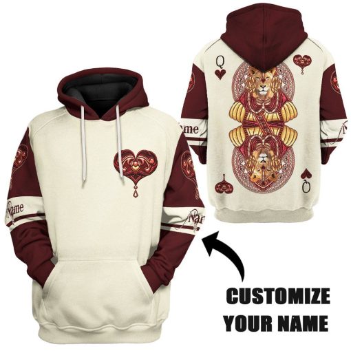 Gearhuman 3D Queen Hearts Lion Poker Custom Name Tshirt Hoodie Appearl GB31126 3D Apparel