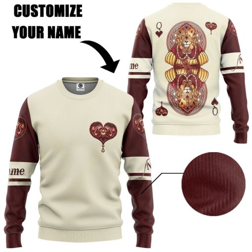 Gearhuman 3D Queen Hearts Lion Poker Custom Name Tshirt Hoodie Appearl GB31126 3D Apparel