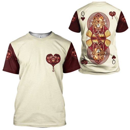 Gearhuman 3D Queen Hearts Lion Poker Custom Name Tshirt Hoodie Appearl GB31126 3D Apparel