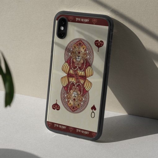 Gearhuman 3D Queen Hearts Lion Poker Custom Phonecase GB31123 Glass Phone Case