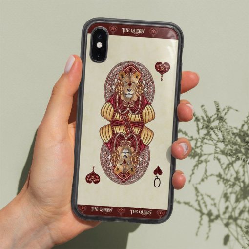 Gearhuman 3D Queen Hearts Lion Poker Custom Phonecase GB31123 Glass Phone Case