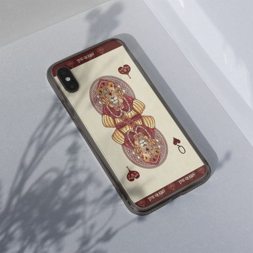 Gearhuman 3D Queen Hearts Lion Poker Custom Phonecase GB31123 Glass Phone Case