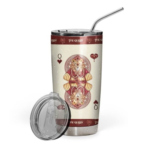Gearhuman 3D Queen Hearts Lion Poker Custom Tumbler GB31127 Tumbler Short 20oz