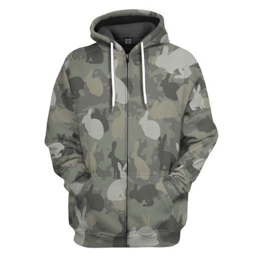 Gearhuman 3D Rabbit Camo Custom Tshirt Hoodie Apparel GV08126 3D Apparel Zip Hoodie S
