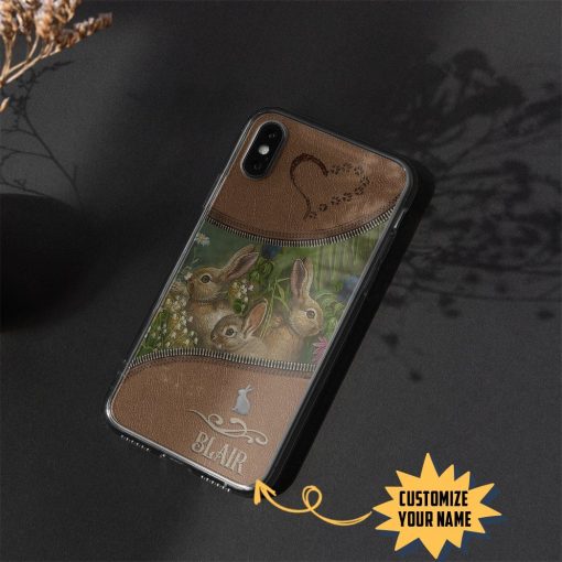 Gearhuman 3D Rabbit Leather Custom Name Phonecase GB030314 Glass Phone Case
