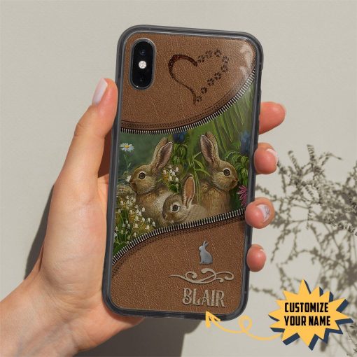 Gearhuman 3D Rabbit Leather Custom Name Phonecase GB030314 Glass Phone Case