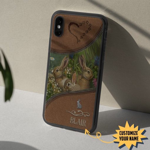 Gearhuman 3D Rabbit Leather Custom Name Phonecase GB030314 Glass Phone Case