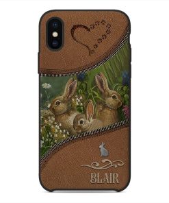 Gearhuman 3D Rabbit Leather Custom Name Phonecase GB030314 Glass Phone Case Iphone X