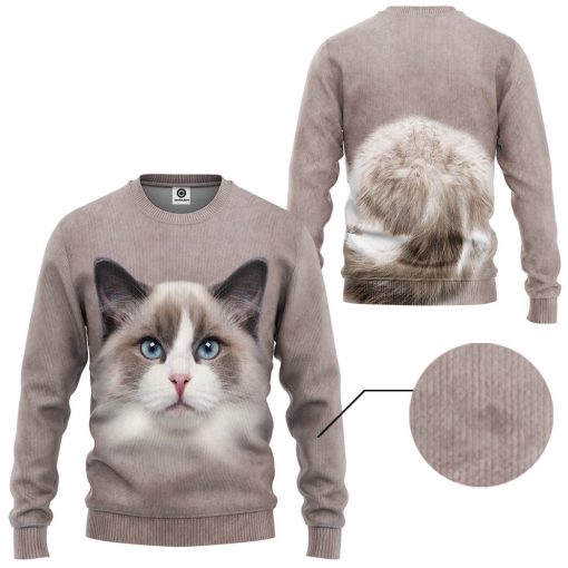 Gearhuman 3D Ragdoll Cat Tshirt Hoodie Apparel GL22121 3D Apparel