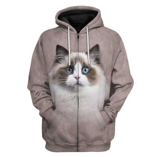 Gearhuman 3D Ragdoll Cat Tshirt Hoodie Apparel ZL17123 3D Apparel Zip Hoodie S