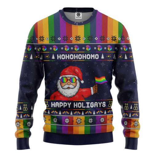 Gearhumans 3D Rainbow Santa Claus Custom Tshirt Hoodie Apparel 2 Gearhuman 3D Rainbow Santa Claus Custom Tshirt Hoodie Apparel CW271019 3D Apparel Long Sleeve S
