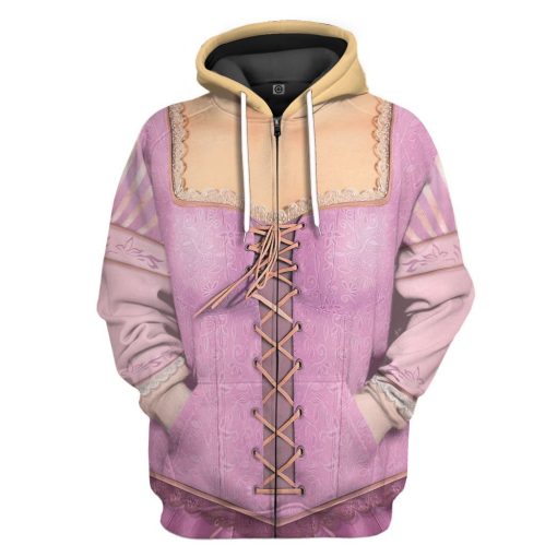 Gearhuman 3D Rapunzel Princess Custom Tshirt Hoodie Appreal CC24113 3D Apparel Zip Hoodie S