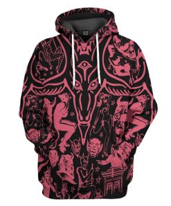 Gearhuman 3D Red Baphomet Custom Hoodie Apparel GW11091 3D Custom Fleece Hoodies Hoodie S 