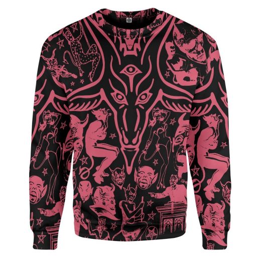 Gearhuman 3D Red Baphomet Custom Sweatshirt Apparel GW11091 Sweatshirt Sweatshirt S