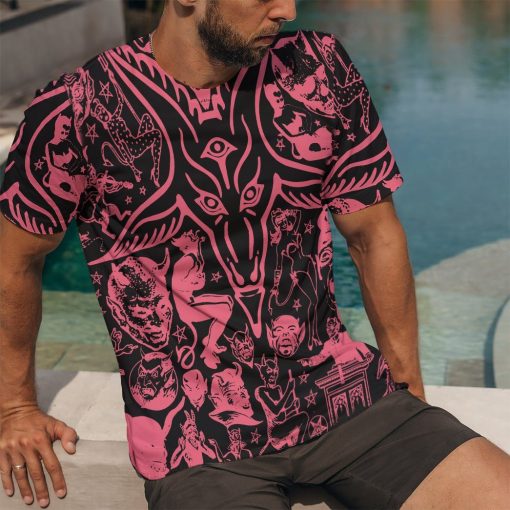 Gearhuman 3D Red Baphomet Custom Tshirt Apparel GW11091 3D T-shirt