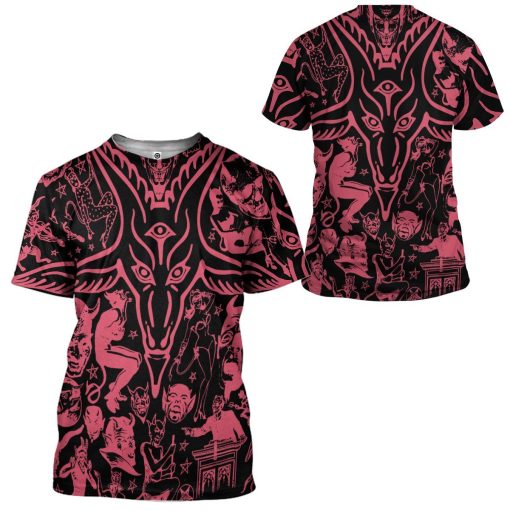 Gearhuman 3D Red Baphomet Custom Tshirt Apparel GW11091 3D T-shirt