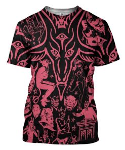 Gearhuman 3D Red Baphomet Custom Tshirt Apparel GW11091 3D T-shirt T-Shirt S 
