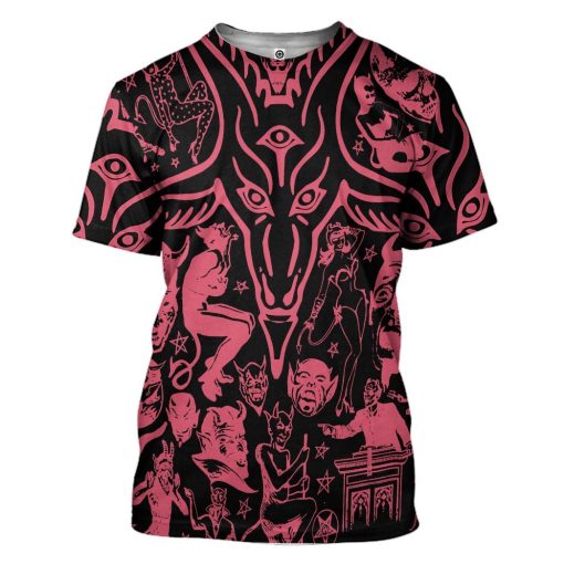 Gearhuman 3D Red Baphomet Custom Tshirt Apparel GW11091 3D T-shirt T-Shirt S