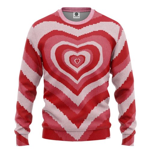 Gearhumans GearHuman 3D Red Heart Wave Custom Sweater 6 GearHuman 3D Red Heart Wave Custom Sweater GR11016 3D Apparel Hoodie S