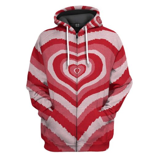 Gearhumans GearHuman 3D Red Heart Wave Custom Sweater 8 GearHuman 3D Red Heart Wave Custom Sweater GR11016 3D Apparel Zip Hoodie S