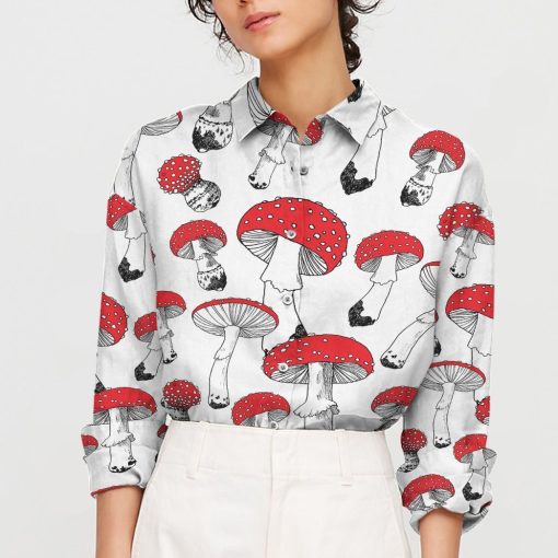 Gearhuman 3D Red Mushroom Linen Shirt Women GV300912 Linen Shirt