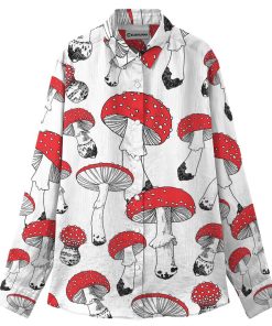 Gearhuman 3D Red Mushroom Linen Shirt Women GV300912 Linen Shirt Linen Shirt S 