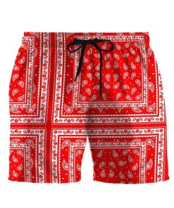 Gearhuman 3D Red Paisley Bandana Shorts ZK3105213 Men Shorts Beach Shorts / S 