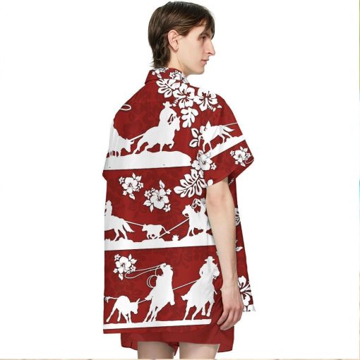 Gearhuman 3D Red Team Roping Hawaii Shirt ZK2506216 Short Sleeve Shirt