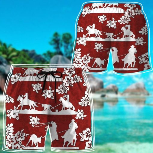 Gearhuman 3D Red Team Roping Hawaii Shirt ZK2506216 Short Sleeve Shirt