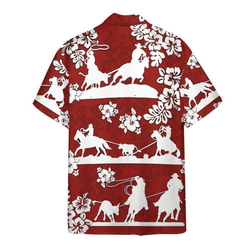 Gearhuman 3D Red Team Roping Hawaii Shirt ZK2506216 Short Sleeve Shirt