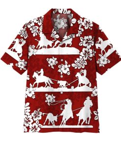 Gearhuman 3D Red Team Roping Hawaii Shirt ZK2506216 Short Sleeve Shirt Short Sleeve Shirt S 