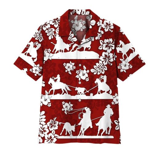 Gearhuman 3D Red Team Roping Hawaii Shirt ZK2506216 Short Sleeve Shirt Short Sleeve Shirt S