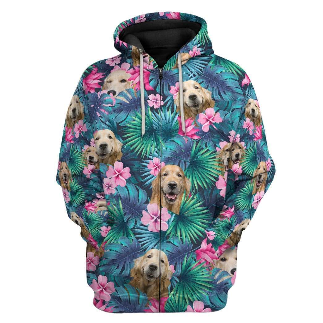 Gearhumans 3D Retriver Tropical Hoodie Apparel 2 Gearhuman 3D Retriver Tropical Hoodie Apparel GL08078 3D Custom Fleece Hoodies Zip Hoodie S
