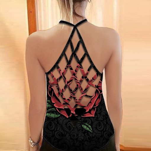 Gearhuman 3D Roses Skull Cross Tank Top ZK28062110 Cross Tank Top