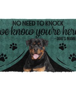 Gearhuman 3D Rottweiler We Know Youre Here Custom Name Doormat GW01024 Doormat Doormat S(15,8''x23,6'')