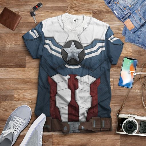 Gearhuman 3D Sam Wilson Captain America Custom Tshirt Hoodie Apparel CW17122 3D Apparel