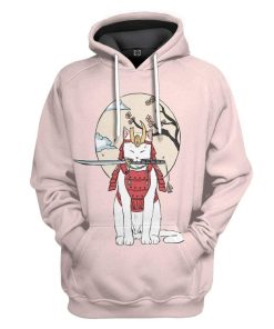 Gearhuman 3D Samurai Cat Sakura Custom Hoodie GS07088 3D Custom Fleece Hoodies Hoodie S 