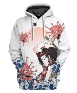 Gearhuman 3D Samurai Fighting Virus Custom Hoodie Apparel GW23044 3D Custom Fleece Hoodies Hoodie S 