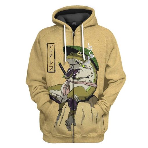 Gearhuman 3D Samurai Frog Custom Hoodie Apparel GS05085 3D Custom Fleece Hoodies Zip Hoodie S