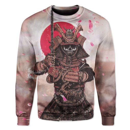 Gearhuman 3D Samurai Skull Custom T-Shirts Hoodies Apparel GM18021 3D Custom Fleece Hoodies Long Sleeve S