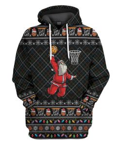 Gearhuman 3D Santa Claus Basketball Xmas Ugly Sweater Custom Tshirt Hoodie Apparel GV20104 3D Apparel Hoodie S 