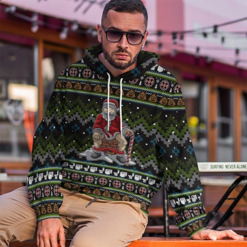 Gearhuman 3D Santa Pooping Down Chimney Custom Tshirt Hoodie Apparel CW271015 3D Apparel