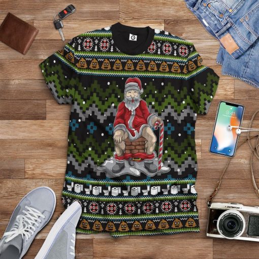 Gearhuman 3D Santa Pooping Down Chimney Custom Tshirt Hoodie Apparel CW271015 3D Apparel