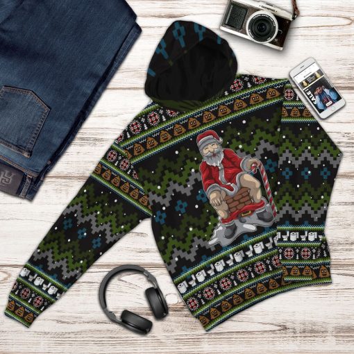 Gearhuman 3D Santa Pooping Down Chimney Custom Tshirt Hoodie Apparel CW271015 3D Apparel