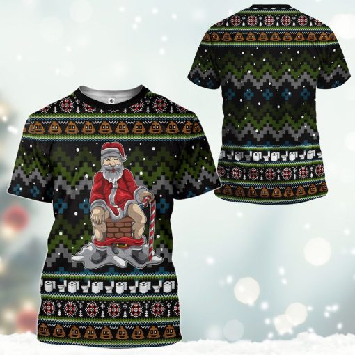 Gearhuman 3D Santa Pooping Down Chimney Custom Tshirt Hoodie Apparel CW271015 3D Apparel