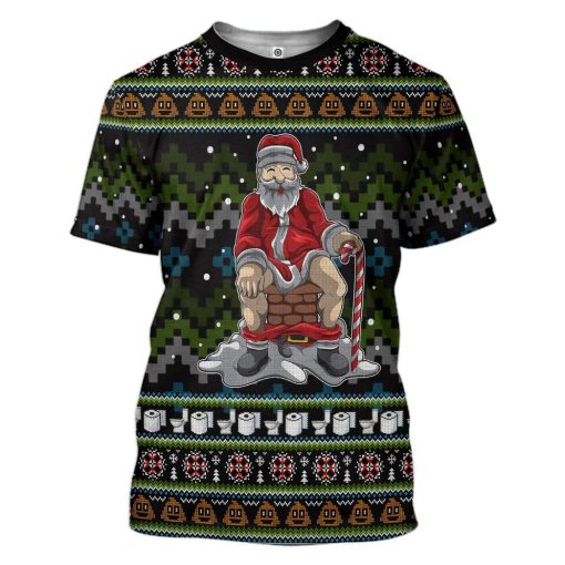 Gearhuman 3D Santa Pooping Down Chimney Custom Tshirt Hoodie Apparel CW271015 3D Apparel T-Shirt S